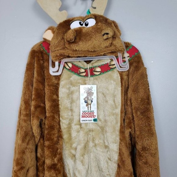 Christmas Moose Reindeer Adult Onsie Union Suit - Picture 5 of 9